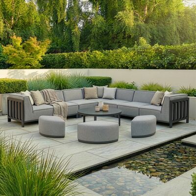 Ibiza Large Corner Sofa Set With Round Coffee Table - Zinc Grey