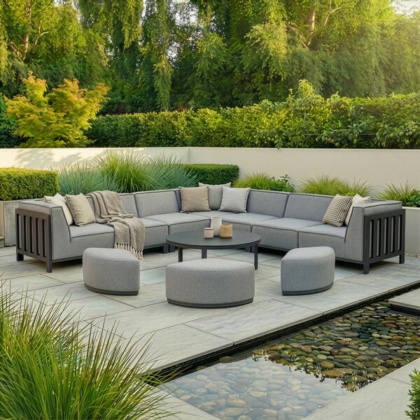 Ibiza Large Corner Sofa Set With Round Coffee Table - Zinc Grey