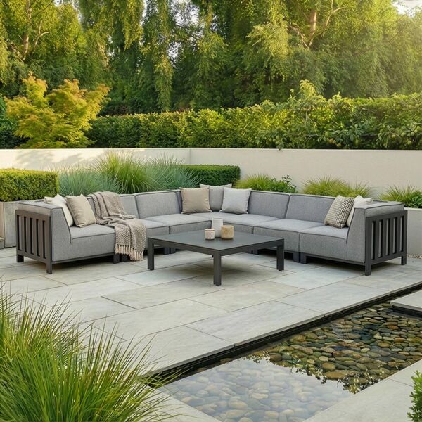 Ibiza Large Corner Sofa Set With Square Coffee Table - Zinc Grey