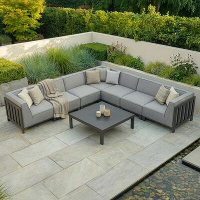 Ibiza Large Corner Sofa Set With Square Coffee Table - Zinc Grey
