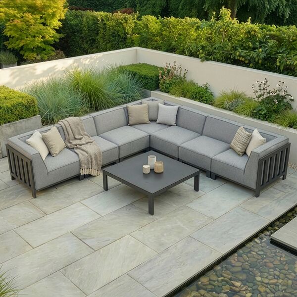Ibiza Large Corner Sofa Set With Square Coffee Table - Zinc Grey