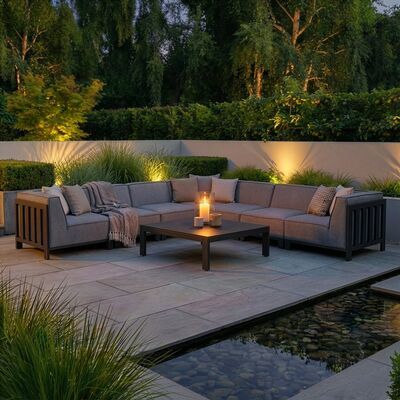 Ibiza Large Corner Sofa Set With Square Coffee Table - Zinc Grey