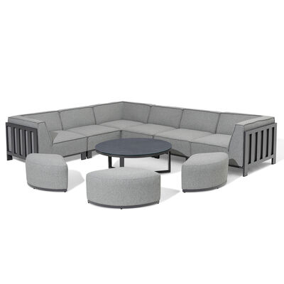 Maze - Outdoor Fabric Ibiza Medium Corner Sofa Set with Round Coffee Table & 3 Footstools - Zinc Grey product image