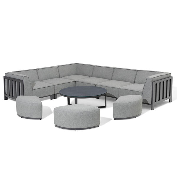 Maze - Outdoor Fabric Ibiza Medium Corner Sofa Set with Round Coffee Table & 3 Footstools - Zinc Grey product image
