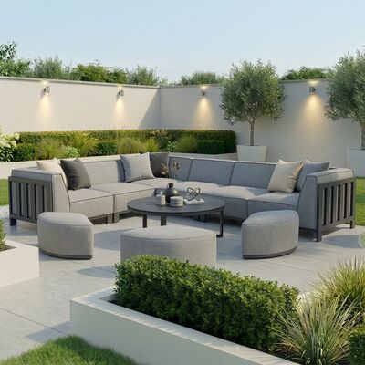 Ibiza Medium Corner Sofa Set With Round Coffee Table - Zinc Grey