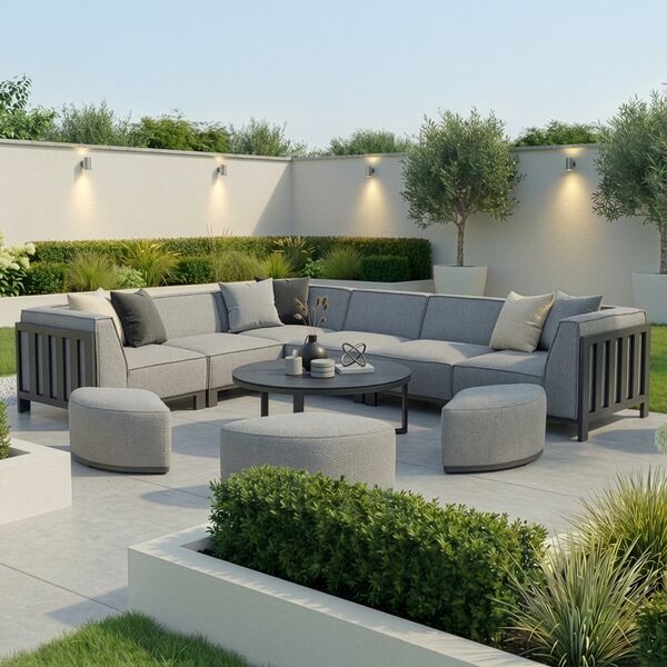 Ibiza Medium Corner Sofa Set With Round Coffee Table - Zinc Grey