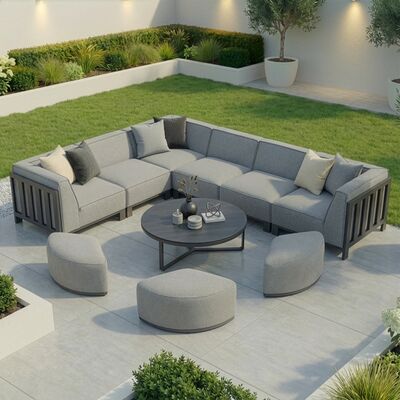 Ibiza Medium Corner Sofa Set With Round Coffee Table - Zinc Grey