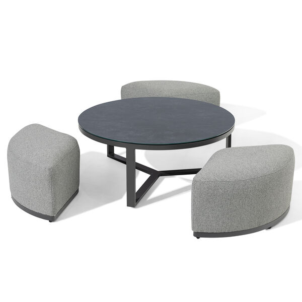 Maze - Outdoor Fabric Ibiza Medium Corner Sofa Set with Round Coffee Table & 3 Footstools - Zinc Grey product image