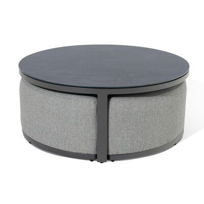 Maze - Outdoor Fabric Ibiza Medium Corner Sofa Set with Round Coffee Table & 3 Footstools - Zinc Grey product image