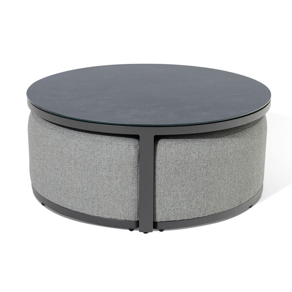 Maze - Outdoor Fabric Ibiza Medium Corner Sofa Set with Round Coffee Table & 3 Footstools - Zinc Grey product image