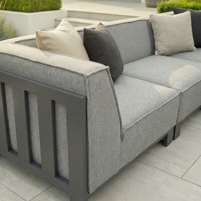 Ibiza Medium Corner Sofa Set With Round Coffee Table - Zinc Grey