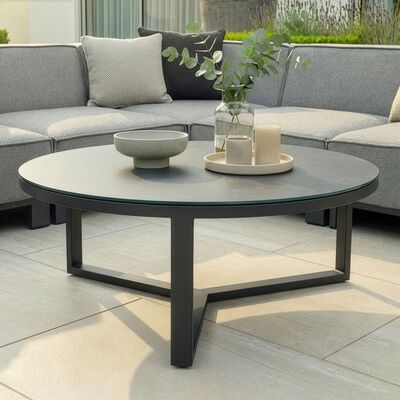 Ibiza Medium Corner Sofa Set With Round Coffee Table - Zinc Grey
