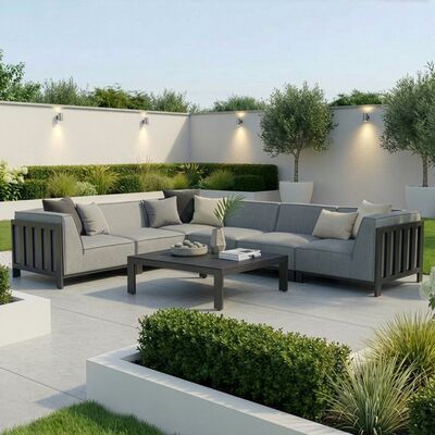 Ibiza Medium Corner Sofa Set With Square Coffee Table - Zinc Grey
