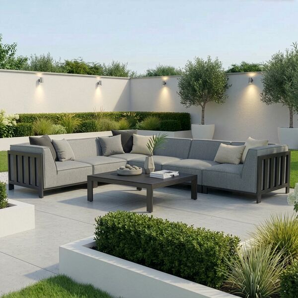 Ibiza Medium Corner Sofa Set With Square Coffee Table - Zinc Grey