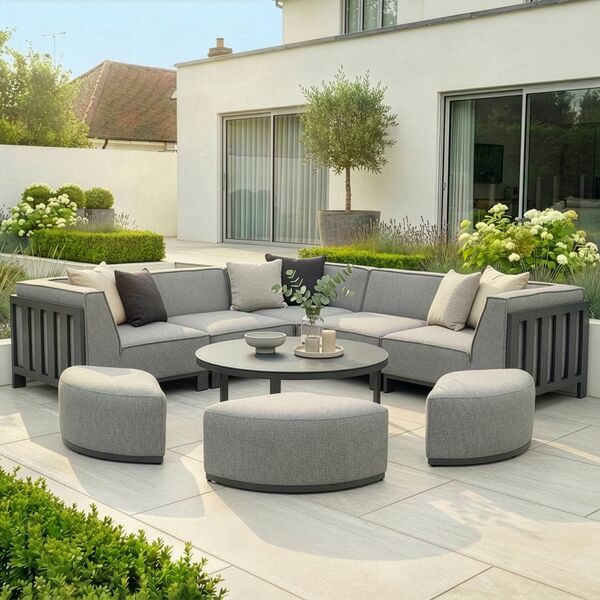 Ibiza Small Corner Sofa Set With Round Coffee Table - Zinc Grey