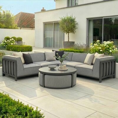 Ibiza Small Corner Sofa Set With Round Coffee Table - Zinc Grey
