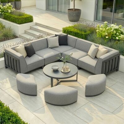 Ibiza Small Corner Sofa Set With Round Coffee Table - Zinc Grey