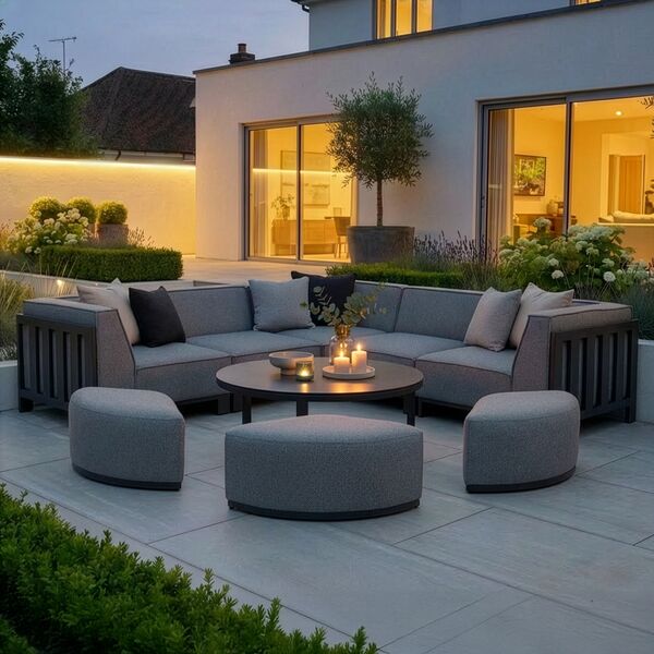 Ibiza Small Corner Sofa Set With Round Coffee Table - Zinc Grey