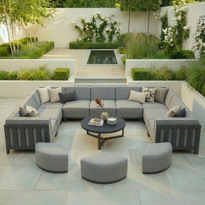 Ibiza U Shape Sofa Set With Round Coffee Table - Zinc Grey