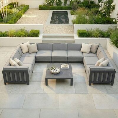 Ibiza U Shape Sofa Set With Square Coffee Table - Zinc Grey