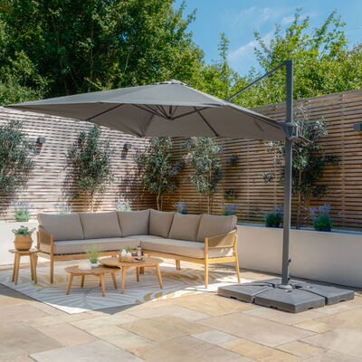 Maze - Helios 3m x 3m Square Rotating Cantilever Parasol with Base - Oil Green product image