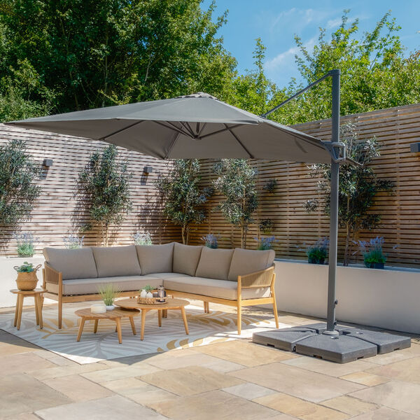 Maze - Helios 3m x 3m Square Rotating Cantilever Parasol with Base - Oil Green product image