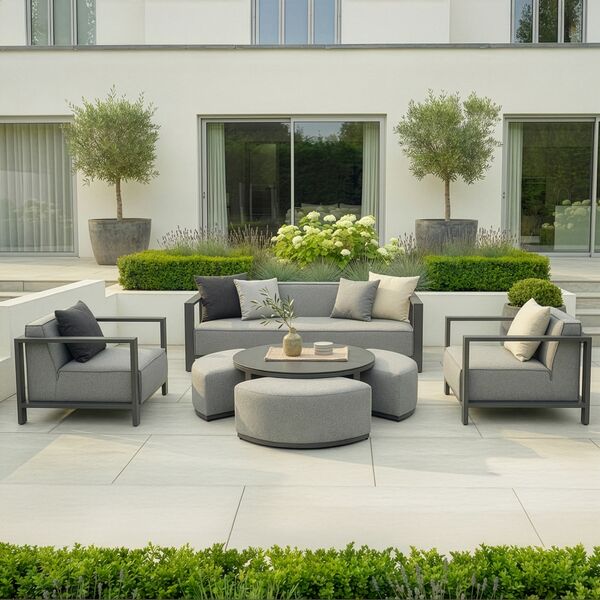 Ibiza 3 Seat Sofa Set With Round Coffee Table - Zinc Grey