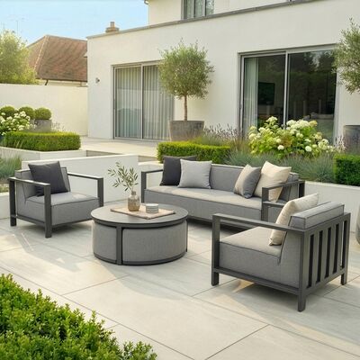 Ibiza 3 Seat Sofa Set With Round Coffee Table - Zinc Grey