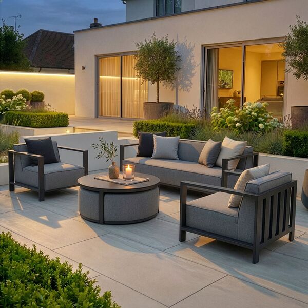 Ibiza 3 Seat Sofa Set With Round Coffee Table - Zinc Grey