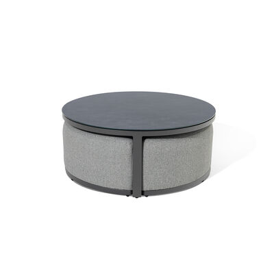 Maze - Outdoor Fabric Ibiza 3 Seat Sofa Set with Round Coffee Table & 3 Footstools - Zinc Grey product image