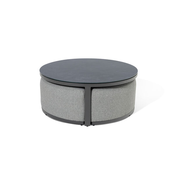 Maze - Outdoor Fabric Ibiza 3 Seat Sofa Set with Round Coffee Table & 3 Footstools - Zinc Grey product image