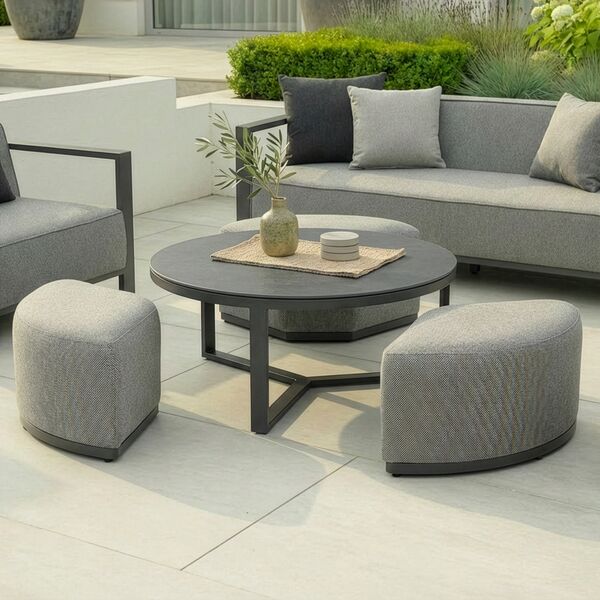Ibiza 3 Seat Sofa Set With Round Coffee Table - Zinc Grey