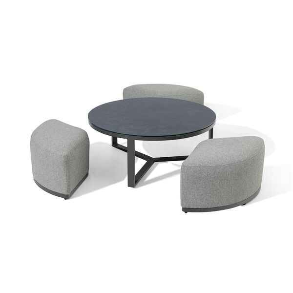 Maze - Outdoor Fabric Ibiza 3 Seat Sofa Set with Round Coffee Table & 3 Footstools - Zinc Grey product image