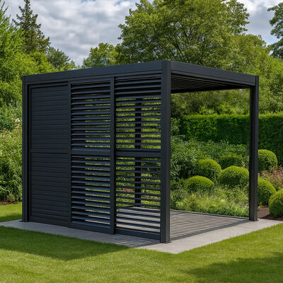 Maze - Como Pergola Sliding Grey Louvre Panel Door (270 x 218cm) - fits within 3m product image