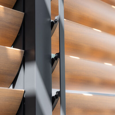 Maze - Como Pergola Sliding Wood Effect Louvre Panel Door (270 x 218cm) - fits within 3m product image