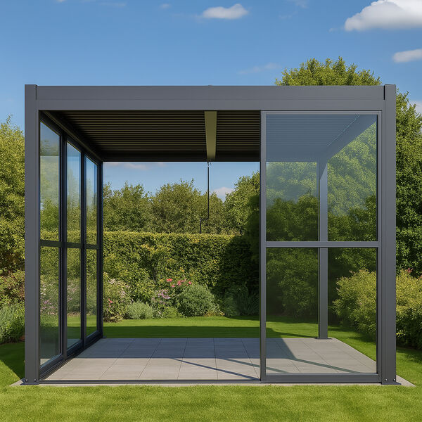 Maze - Como Pergola Sliding Transparent Doors 3m Side - Grey product image