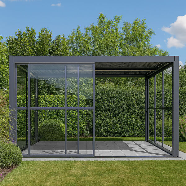 Maze - Como Pergola Sliding Transparent Doors 4m Side - Grey product image
