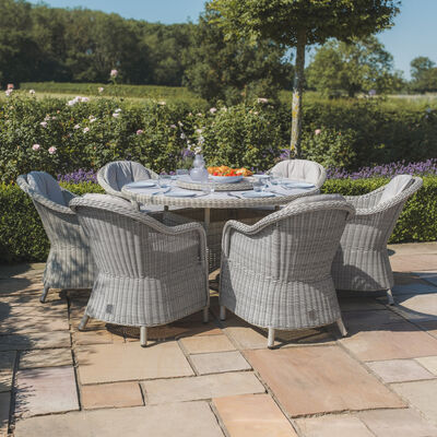 Maze - Oxford 6 Seat Round Dining Set with Heritage Dining Chairs & Woven Lazy Susan - Ceramic Glass product image