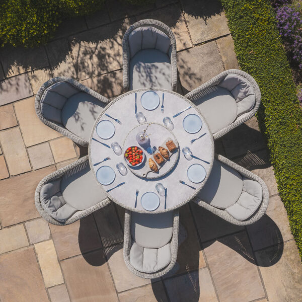 Maze - Oxford 6 Seat Round Dining Set with Heritage Dining Chairs & Woven Lazy Susan - Ceramic Glass product image