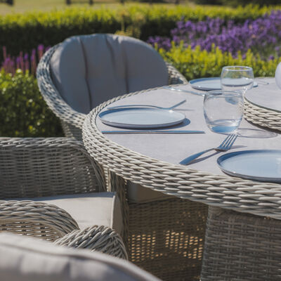 Maze - Oxford 6 Seat Round Dining Set with Heritage Dining Chairs & Woven Lazy Susan - Ceramic Glass product image