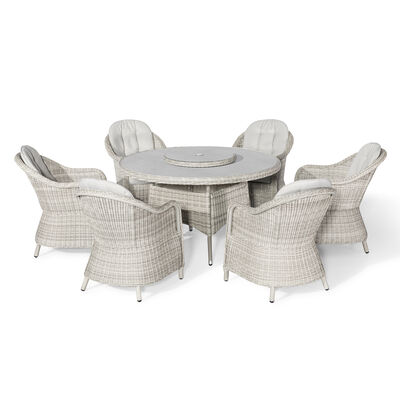Maze - Oxford 6 Seat Round Dining Set with Heritage Dining Chairs & Woven Lazy Susan - Ceramic Glass product image