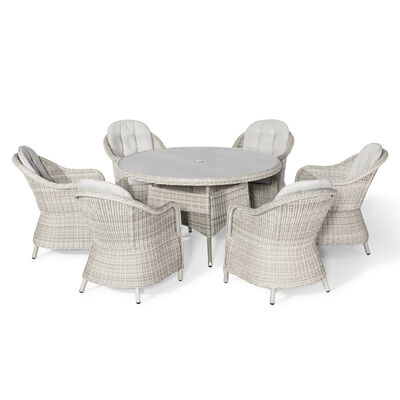 Maze - Oxford 6 Seat Round Dining Set with Heritage Dining Chairs & Woven Lazy Susan - Ceramic Glass product image