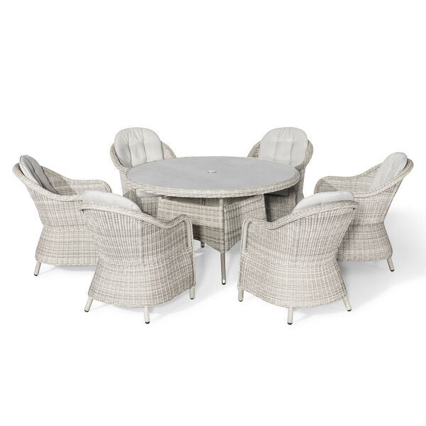 Maze - Oxford 6 Seat Round Dining Set with Heritage Dining Chairs & Woven Lazy Susan - Ceramic Glass product image