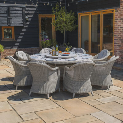 Maze - Oxford 8 Seat Round Dining Set with Heritage Dining Chairs & Woven Lazy Susan - Ceramic Glass product image
