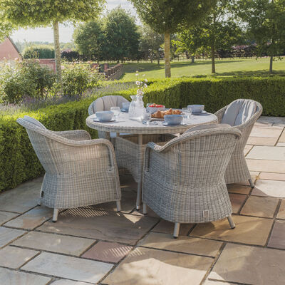 Maze - Oxford Heritage 4 Seat Round Rattan Dining Set - Ceramic Glass product image