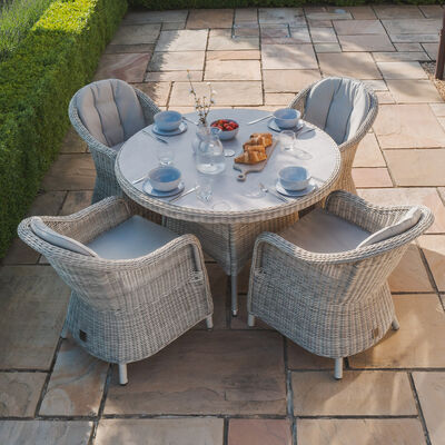 Maze - Oxford Heritage 4 Seat Round Rattan Dining Set - Ceramic Glass product image
