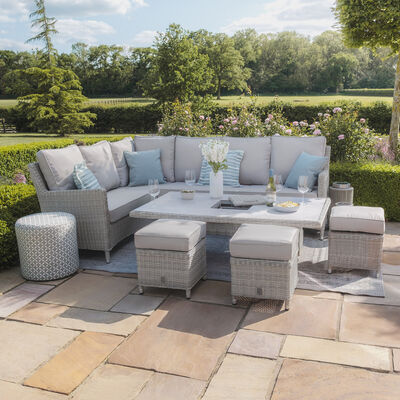 Maze - Oxford Rattan Corner Dining Set with Ice Bucket & Rising Table - Ceramic Glass product image