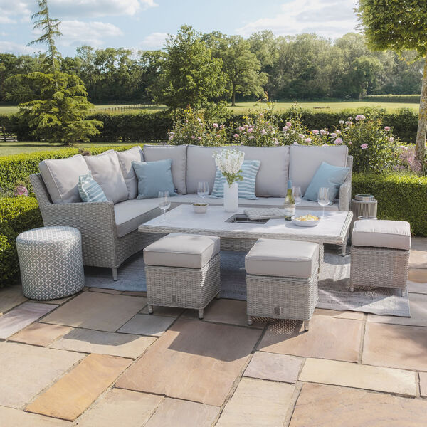 Maze - Oxford Rattan Corner Dining Set with Ice Bucket & Rising Table - Ceramic Glass product image