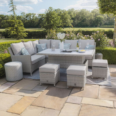 Maze - Oxford Rattan Corner Dining Set with Ice Bucket & Rising Table - Ceramic Glass product image