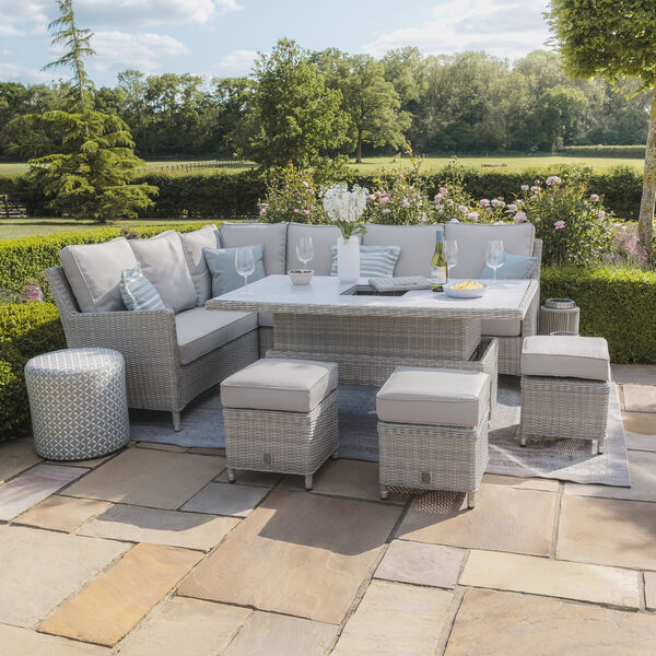 Maze - Oxford Rattan Corner Dining Set with Ice Bucket & Rising Table - Ceramic Glass product image